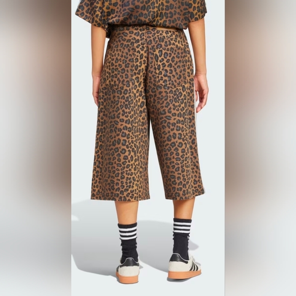 Adidas Originals Denim Women's Leopard Print Bermudas - Picture 4 of 8